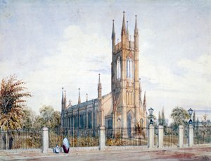 Widok na zachód kościoła św. Łukasza, Chelsea, Londyn, 1847.
