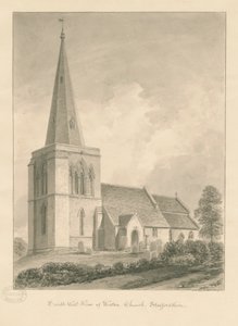 Kościół Weston-on-Trent: rysunek w sepii autorstwa John Chessell Buckler