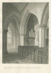 Worcestershire - Droitwich - Wnętrze kościoła św. Andrzeja: rysunek w sepii autorstwa John Chessell Buckler