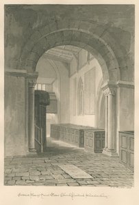 Worcestershire - Droitwich - Wnętrze kościoła św. Piotra: rysunek w sepii autorstwa John Chessell Buckler