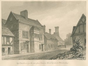 Worcestershire - Droitwich - Przytułek: rysunek w sepii autorstwa John Chessell Buckler