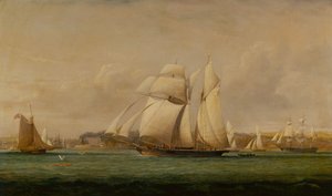 Szkuner Top Sail, dwa kutry Royal Yacht Squadron i amerykański statek handlowy (ropa naftowa)