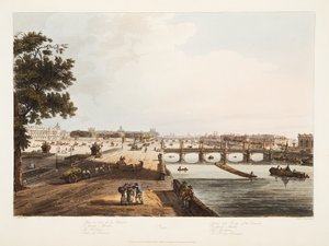 Plac i Most Zgody; Garde Meuble; Thuilleries; The Bridge Reunion, ilustracja z „Wersalu, Paryża i Saint Denis”, wyd. 1806 (akwatinta)