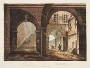 Wnętrze Chatelet, część nabrzeża Feraille, ilustracja z Wersalu, Paryża i Saint Denis, wyd. 1809 (akwatinta)