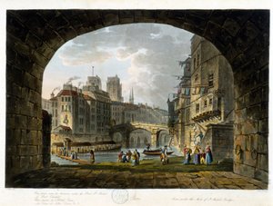 Paryż: Pont de Chatelet i Hotel Dieu - w „”Paris vu par J.C. Mattes””, wyd. Miller, Londyn