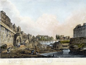 Paryż: Widok na Pont Notre-Dame - w „Paris vu par J.C. Mats””, wyd. Miller, Londyn autorstwa John Claude Nattes