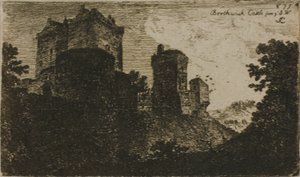 Zamek Borthwick od południowego zachodu autorstwa John Clerk of Eldin