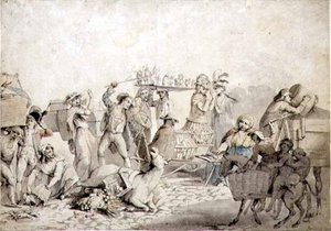 Scena uliczna (pióro i atrament z akwarelą na papierze) autorstwa John Collet