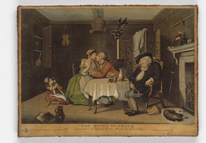 The Quiet Husband, grafika wykonana przez Johna June, ok.1768 (ręcznie kolorowana grawerunek) autorstwa John Collet