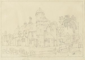 Dudley Priory: rysunek ołówkiem, nd [XIX w.] autorstwa John Coney