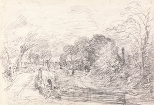 Most w pobliżu Salisbury Court, być może Milford Bridge autorstwa John Constable