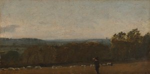 Pasterz w krajobrazie patrzący przez Dedham Vale w kierunku Langham autorstwa John Constable