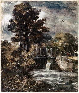 Śluza, być może na Stour (olej na płótnie) autorstwa John Constable