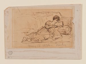 Córka artysty, Emily, leżąca na sofie, czytając, 18 maja 1834 autorstwa John Constable