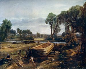 Budowa łodzi w pobliżu młyna Flatford, 1815, 1912. autorstwa John Constable