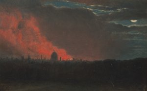 Pożar w Londynie, widziany z Hampstead, 16 października 1834, widziany z Hampstead, ca. 1826. autorstwa John Constable