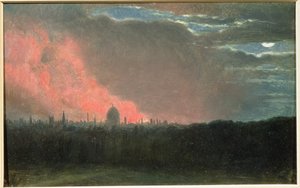 Pożar w Londynie widziany z Hampstead (olej na papierze nałożony na panel) autorstwa John Constable