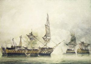 Okręt H.M.S. Victory w bitwie pod Trafalgarem, 1805, autorstwa John Constable