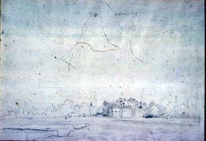 Dom z szpalerem drzew (ołówek) autorstwa John Constable
