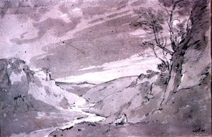 Na Gołębicy niedaleko Buxton, 1801 r. (mycie ołówkiem i sepią) autorstwa John Constable