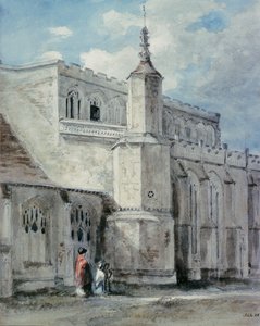 Część zewnętrzna kościoła East Bergholt: strona północna, c. 1801-05 (ołówek i akwarela) autorstwa John Constable