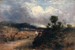 Scena drogowa (olej na płótnie) autorstwa John Constable