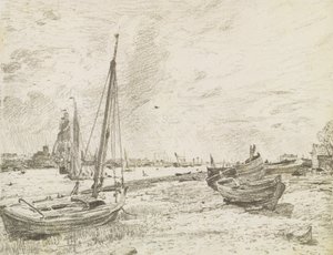Темза дээрх тээвэрлэлт, 1818 он (цаасан дээрх бал чулуу)поли autorstwa John Constable