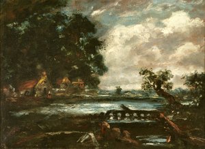 Studium skaczącego konia (widok na Stour) (olej na płótnie) autorstwa John Constable