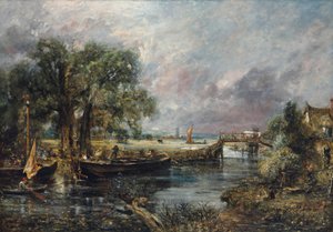 Widok na Stour w pobliżu Dedham, szkic w pełnej skali, ok. 1821-22 (olej na płótnie) autorstwa John Constable