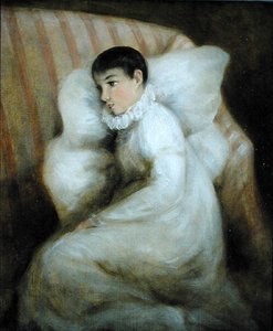 Dziewczynka odpoczywająca na sofie (olej na płótnie) autorstwa John Constable