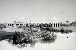 Wiadukt Avon, Wolston, 2 lipca 1837 (pióro i atrament oraz pranie na papierze) autorstwa John Cooke Bourne