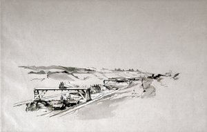 Blisworth Cutting, Northamptonshire, wrzesień 1838 (pióro i atrament oraz pranie na papierze) autorstwa John Cooke Bourne