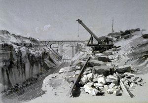 Blisworth Cutting, Northamptonshire, z góry, 2 lipca 1837 (pióro i atrament oraz pranie na papierze) autorstwa John Cooke Bourne