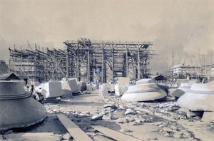 Budowa łuku Euston, październik 1837 (pióro i atrament oraz pranie na papierze)