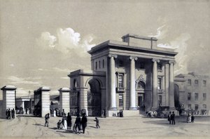 Wejście na dworzec Birmingham, wrzesień 1838 (pióro i atrament oraz pranie na papierze)