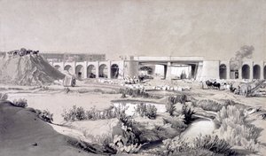 Hampstead Road Bridge, 5 października 1836 (pióro i atrament oraz pranie na papierze) autorstwa John Cooke Bourne