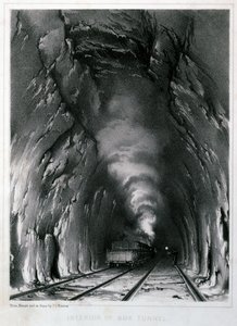 Wnętrze tunelu skrzynkowego, 1846 autorstwa John Cooke Bourne