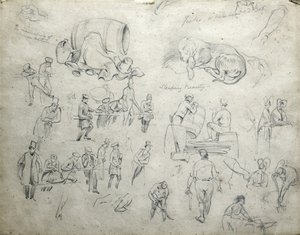Białogłowy Bob Jacka, Śpiąca królewna, ok. 1835-38 (ołówek na papierze; szkic złożony) autorstwa John Cooke Bourne