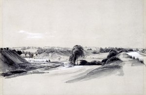 Wykonywanie i nasyp, Bugbrooke, 10 lipca 1837 (pióro i atrament oraz pranie na papierze) autorstwa John Cooke Bourne