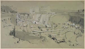 Park Street, Camden Town, 17 września 1836 (pióro i atrament oraz pranie na papierze) autorstwa John Cooke Bourne