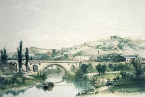 Most i dworzec św. Jakuba, Bath (kolor lito) autorstwa John Cooke Bourne