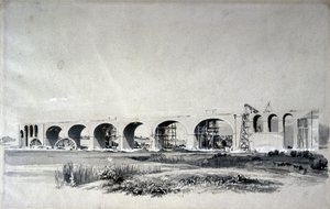 Wiadukt Wolverton, 30 czerwca 1837 (pióro i atrament oraz pranie na papierze) autorstwa John Cooke Bourne