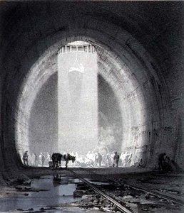 Szyb roboczy, tunel Kilsby, 8 lipca 1837, ryty przez artystę autorstwa John Cooke Bourne