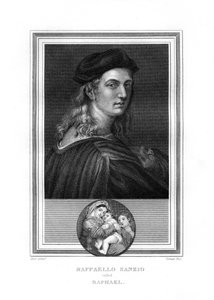 Rafael lub Raffaello, mistrz malarz i architekt szkoły florenckiej, 1825. autorstwa John Corner