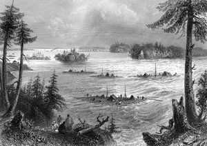 Skrzyżowanie rzek Ottawa i St Lawrence, Kanada, 1842.