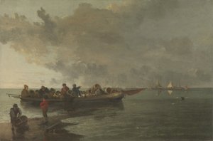 Barka z rannym żołnierzem (olej na płótnie) autorstwa John Crome