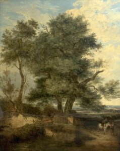 Drzewa nad potokiem (wierzba, jeździec i kobieta na drodze), ok. 1818 (olej na płótnie)
