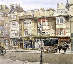 Bishopsgate Street: nr 82-86, z koniem i wozem, maj 1886 (akwarela) autorstwa John Crowther