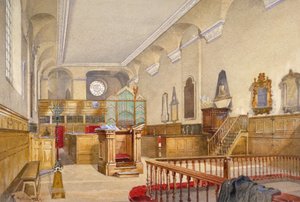 Widok wnętrza kościoła św. Michała, Wood Street, City of London, 1888 r. autorstwa John Crowther