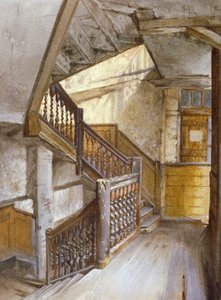 Widok wnętrza klatki schodowej w domu w White Lion Court, Westminster, Londyn, 1880 autorstwa John Crowther
